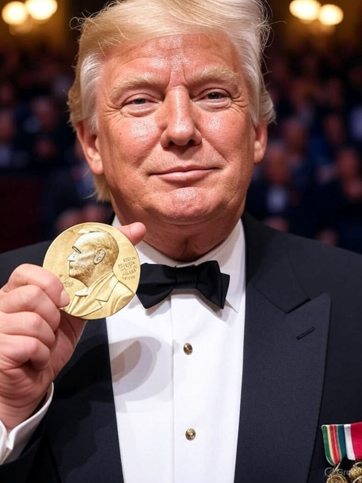 Trump quiere un Nobel de la Paz. Imagen creada con Inteligencia Artificial / Grok