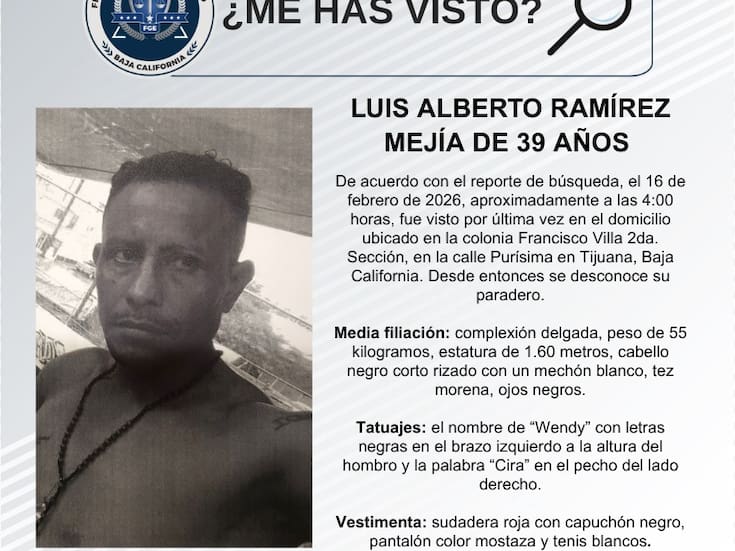 Se busca a Luis Alberto Ramírez Mejía de 39 años