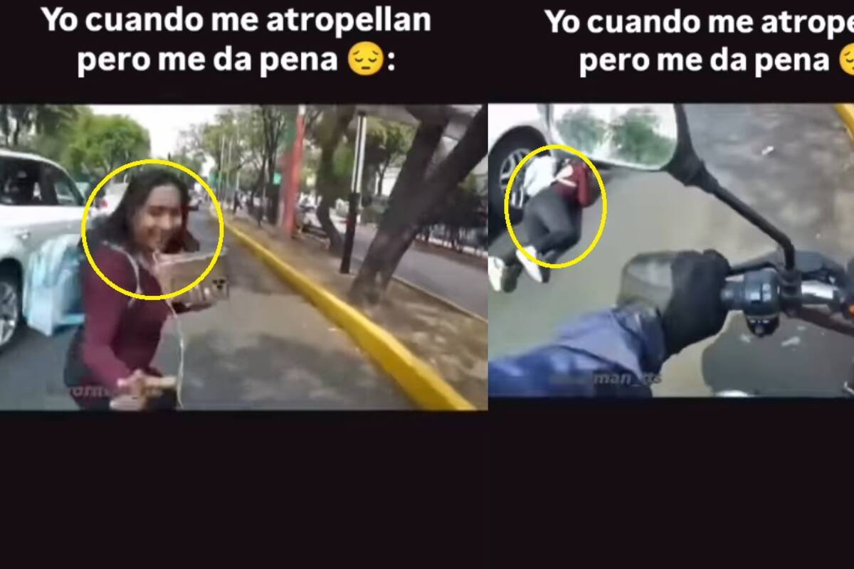 VIRAL: Motociclista atropella a joven que cruzaba la calle y ella le pide disculpas a él