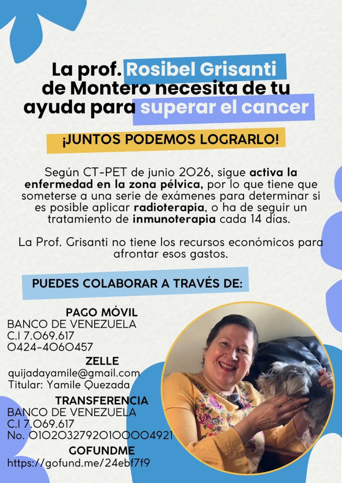 Después de completar ese proceso, la enfermedad entró en remisión. Sin embargo, tiempo después los estudios detectaron una adenopatía ilíaca pélvica, es decir, un ganglio inflamado localizado en la región de la pelvis.