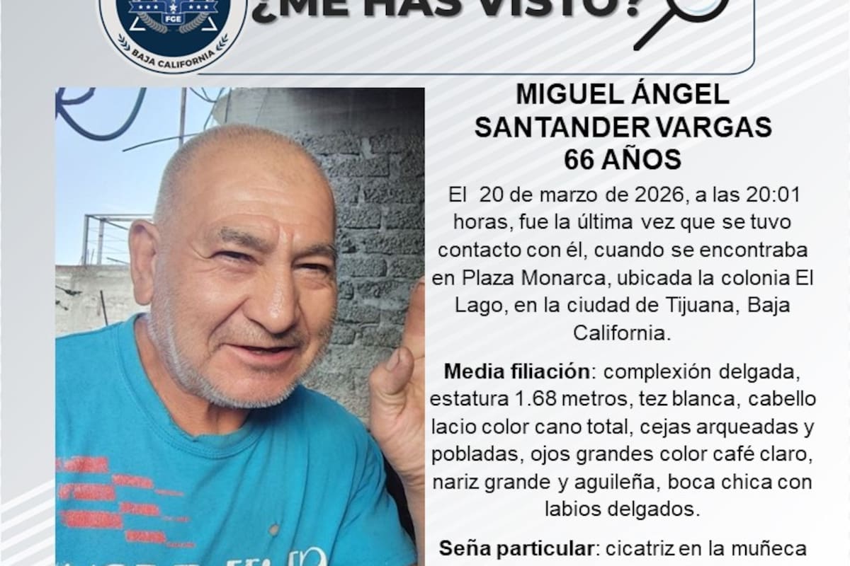 Se busca a Miguel Ángel Santander Vargas de 66 años de edad