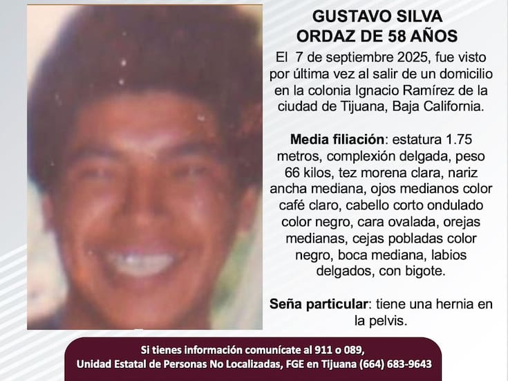 Se busca a Gustavo Silva Ordaz de 58 años