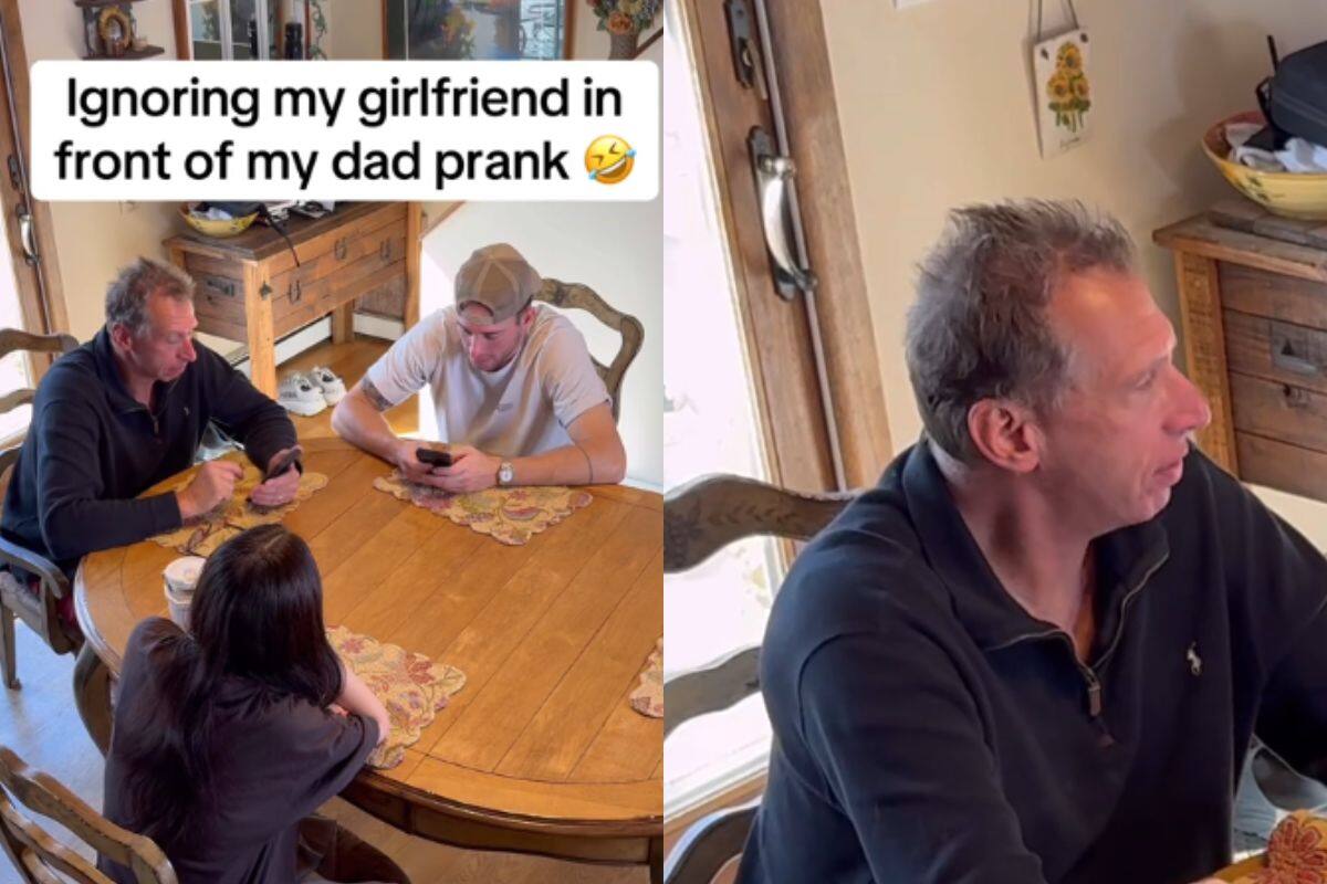 Hombre ignora a su novia enfrente de su padre para conocer su reacción