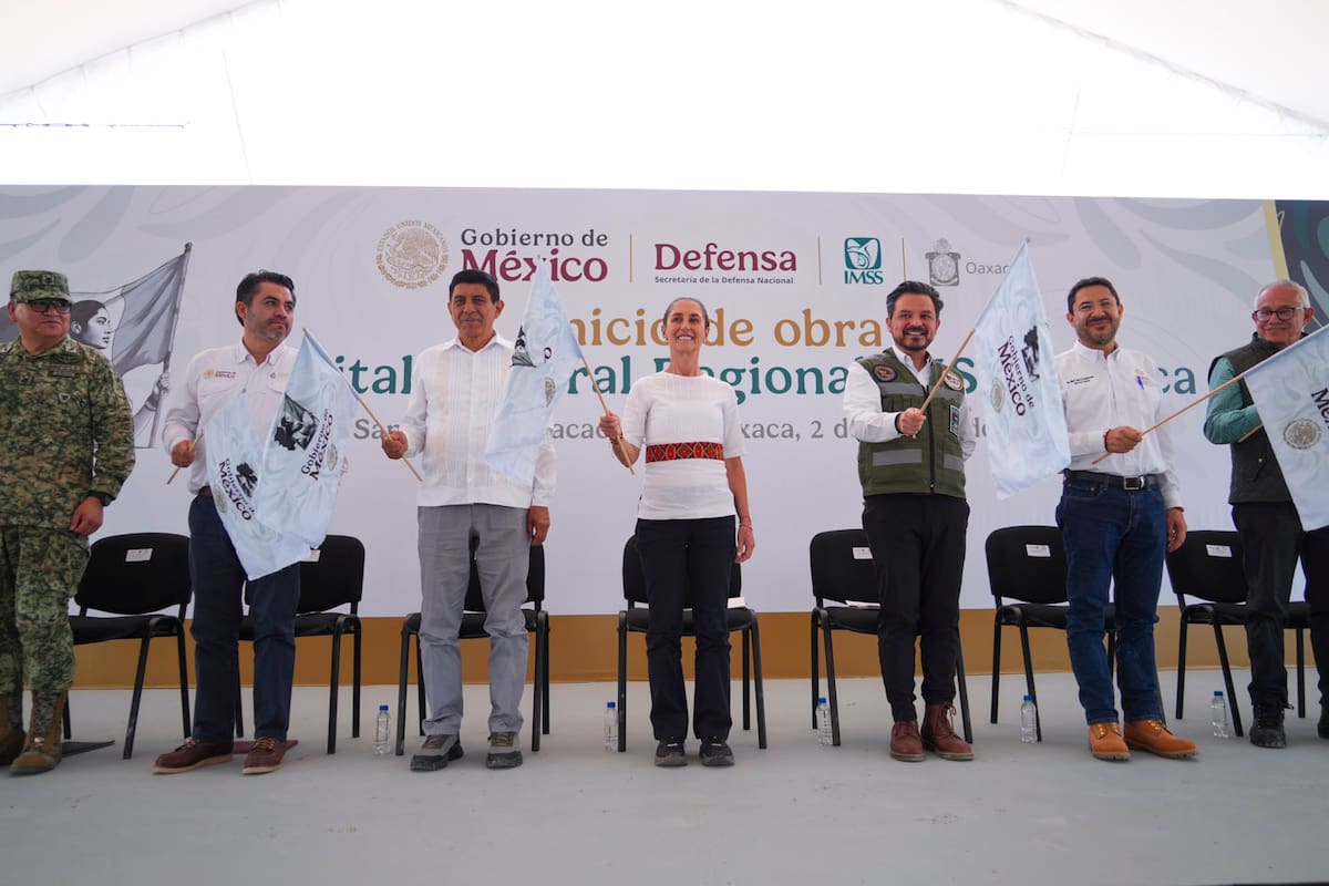 San Lorenzo Cacaotepec, Oaxaca. 2 de agosto 2026. La presidenta constitucional de los Estados Unidos Mexicanos, la Doctora Claudia Sheinbaum Pardo en Inicio de obra del Hospital General Regional IMSS. San Lorenzo Cacaotepec, Oaxaca. Foto: Hazel Cárdenas/Presidencia