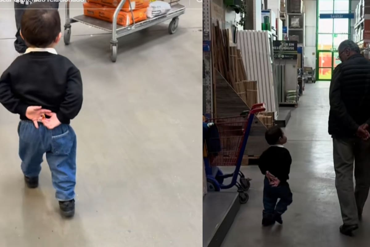 “Me pregunto de donde lo sacó”: Bebé camina como su abuelo y conmueve a millones en TikTok