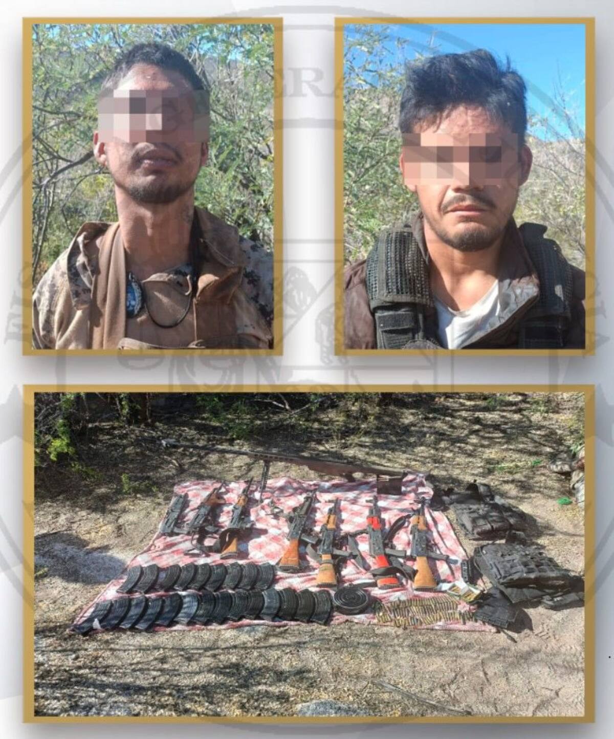 Detienen a dos hombres y aseguran arsenal en operativo conjunto en Sáric