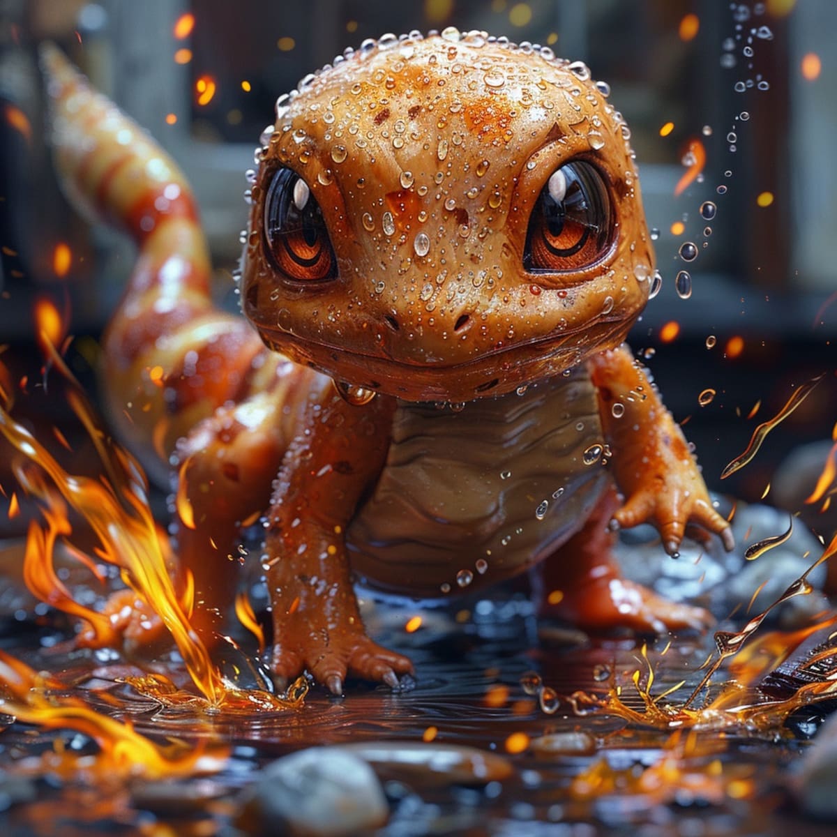 Este es el resultado de usar la Inteligencia Artificial de Midjourney para recrear a Charmander de Pokémon en la vida real.