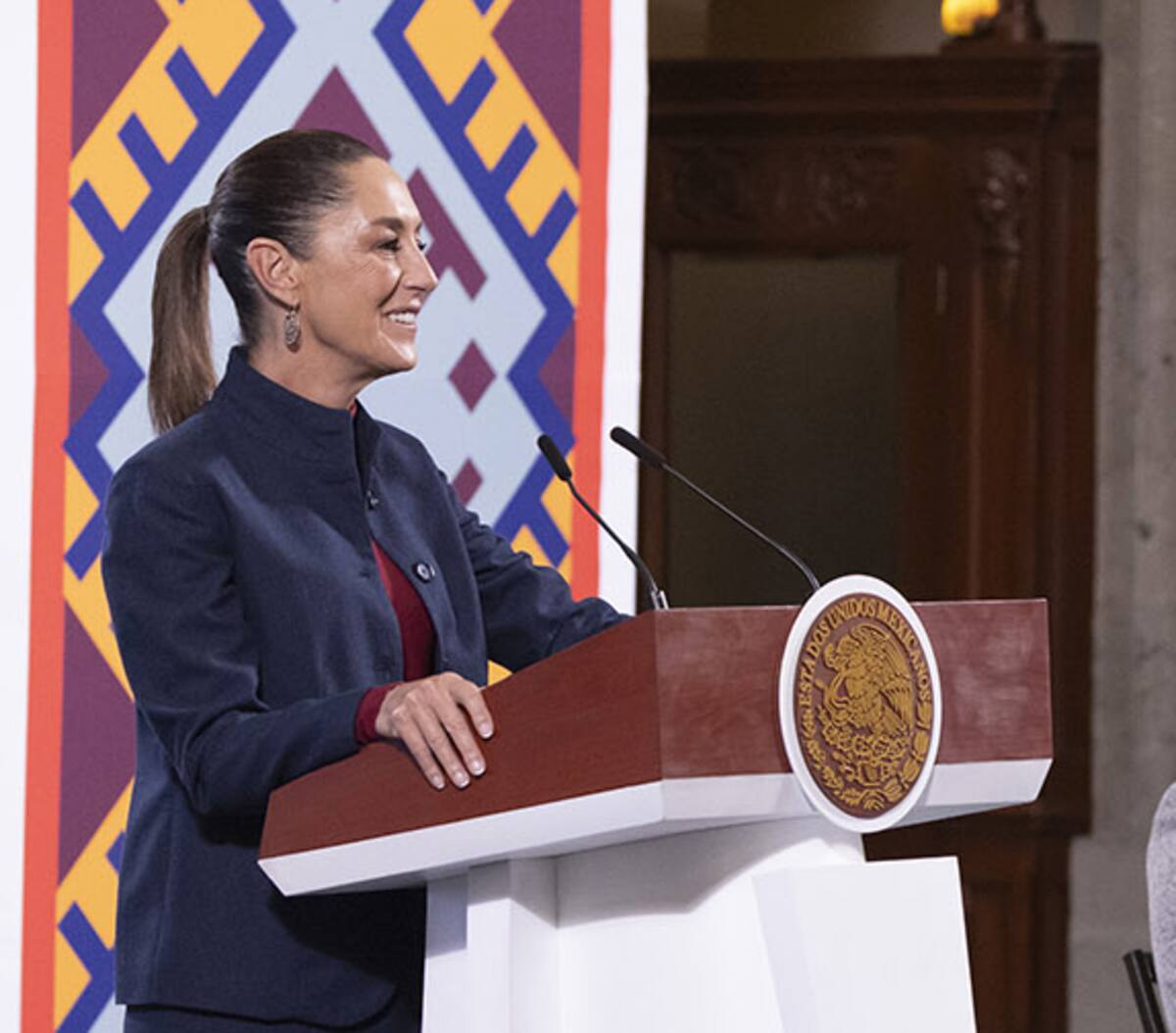 La presidenta Claudia Sheinbaum en conferencia mañanera este 17 de febrero del 2025. / Presidencia.