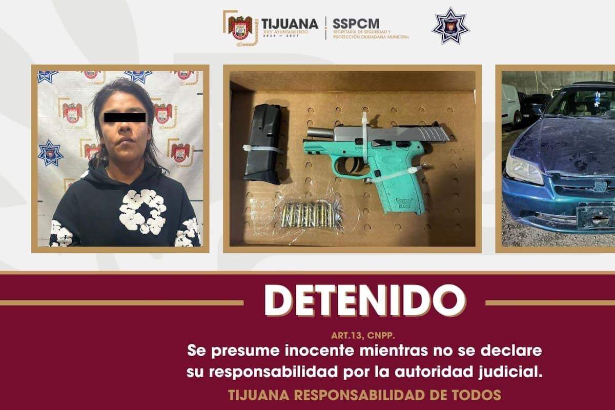 Detienen a mujer armada tras infracción de tránsito en la Vía Rápida de Tijuana