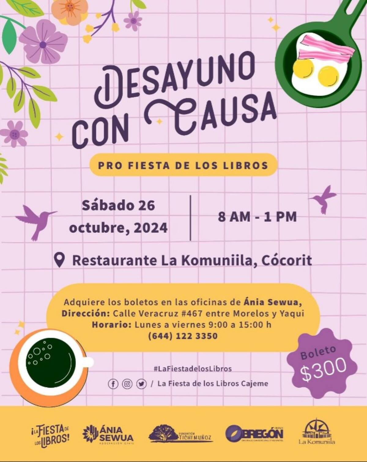 INVITAN A DESAYUNO CON CAUSA A BENEFICIO DE LA FIESTA DE LOS LIBROS