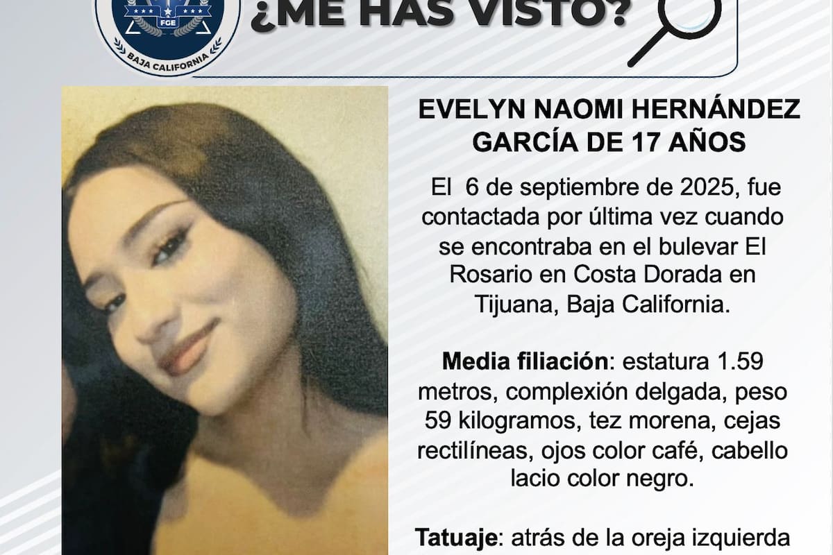 Se busca a Evelyn Naomi Hernández García de 17 años
