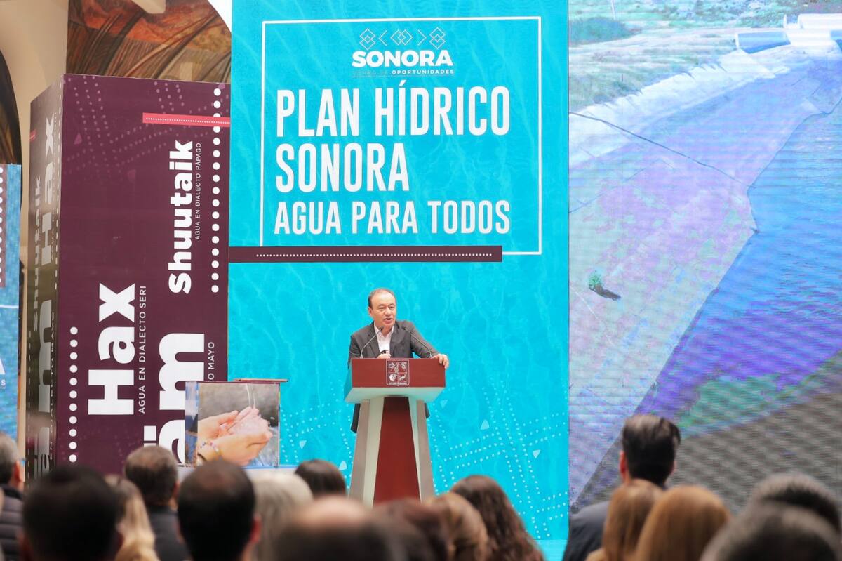 El gobernador Alfonso Durazo puso en marcha el Plan Hídrico Sonora 2023-2053 con el propósito de garantizar el suministro de agua a los sonorenses. FOTO: JULIO CLARK