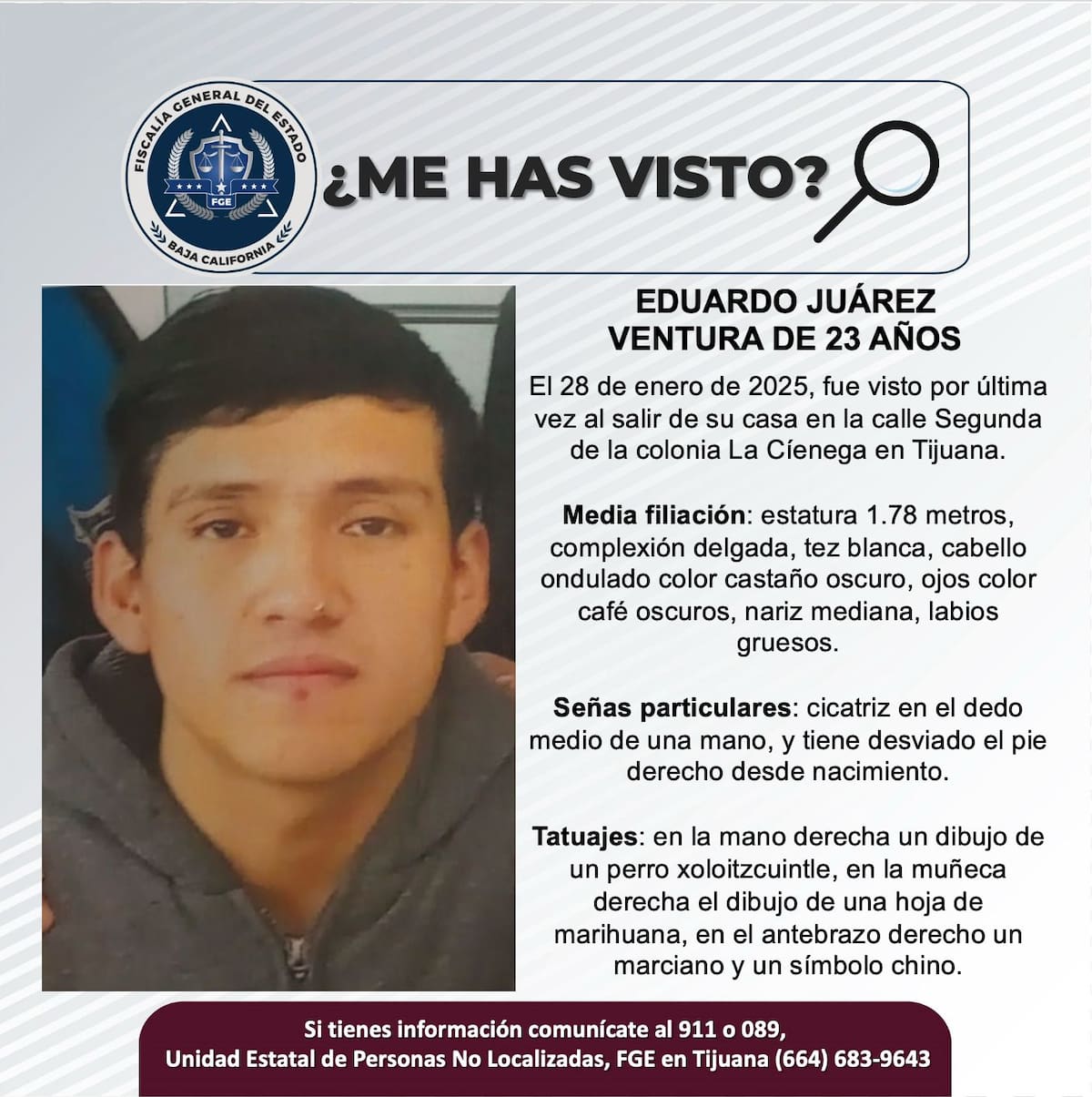 Eduardo Juárez Ventura fue visto por última vez el 28 de enero del 2025.