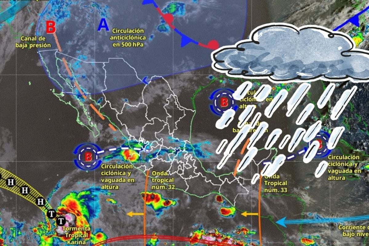 Monzón mexicano provoca lluvias intensas en Guerrero y muy fuertes en Sonora y otros 9 estados, mientras el calor supera los 45 °C