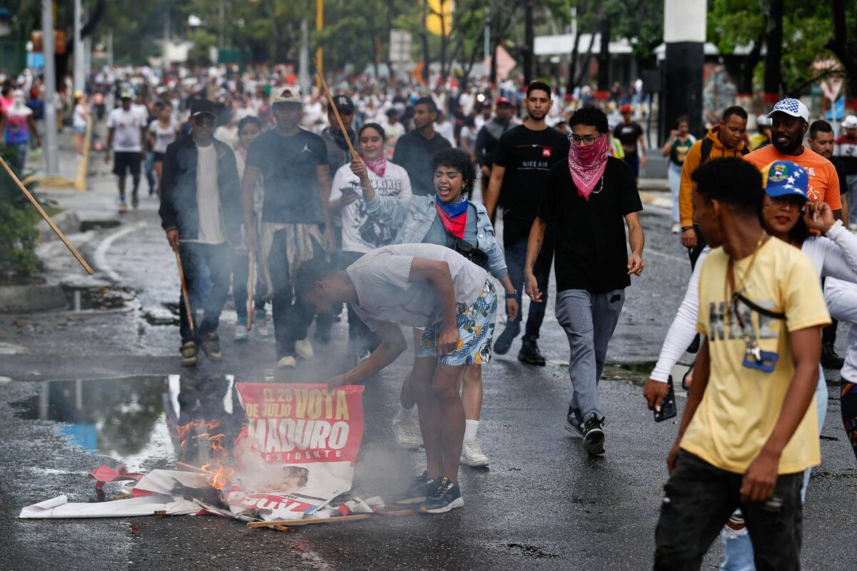 Venezolanos protestaron en las calles de Caracas, Venezuela, tras resultados de las elecciones. | Crédito: EFE/ Henry Chirinos