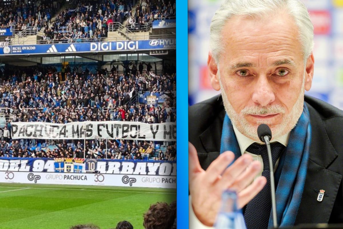 Aficionados del Real Oviedo cargan contra Grupo Pachuca por malos resultados