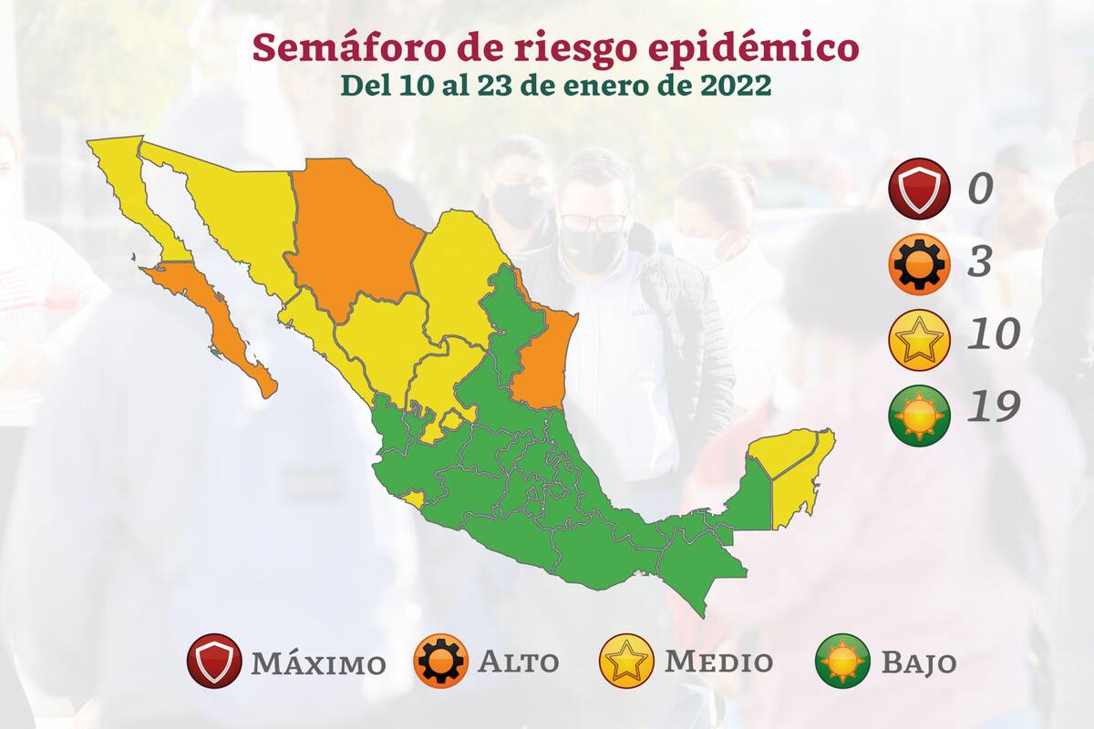 Semáforo Covid: México inicia el 2022 sin estados en rojo