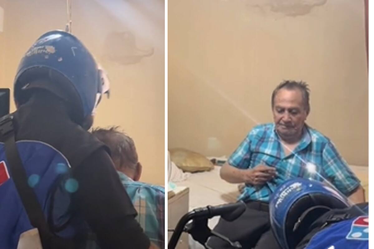 TikTok: Abuelito pide una pizza solo para que repartidor lo ayude a sentarse en su cama