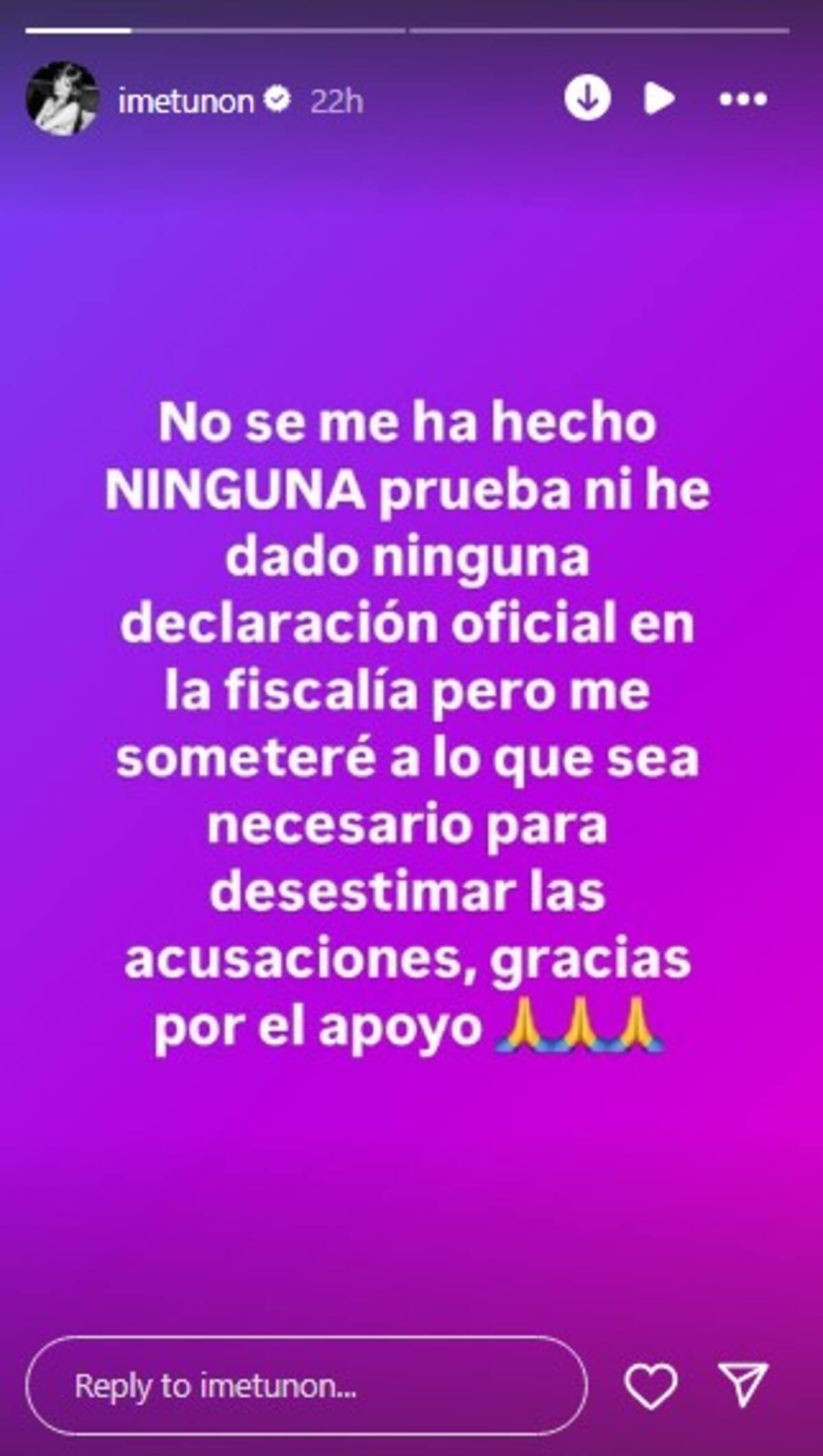 Imelda Tuñón niega haberse hecho pruebas / Instagram @imetunon