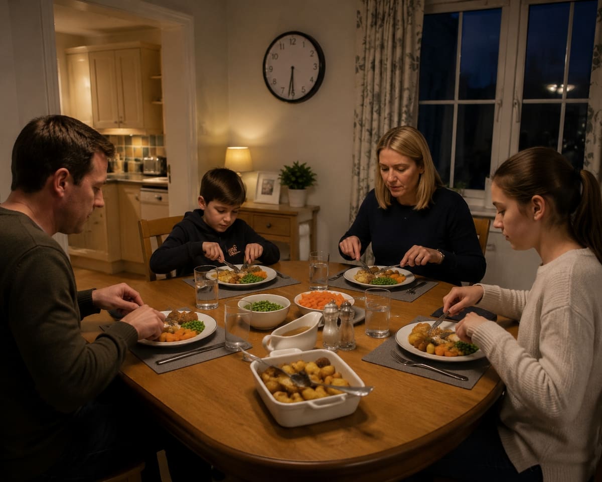 En Inglaterra cada comida sigue un horario estricto. | Imagen hecha con IA de ChatGPT