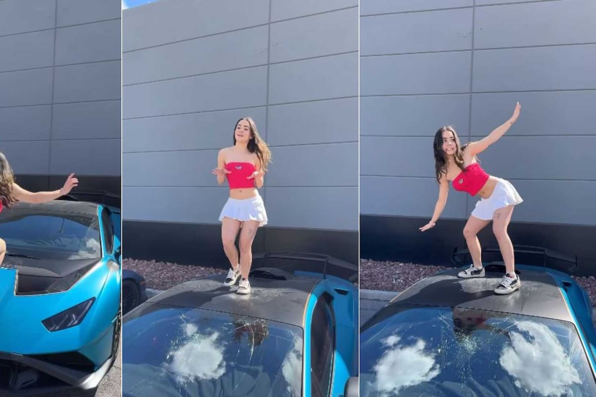 VIDEO: Influencer baila arriba de un Lamborghini para sus redes sociales y lo destroza