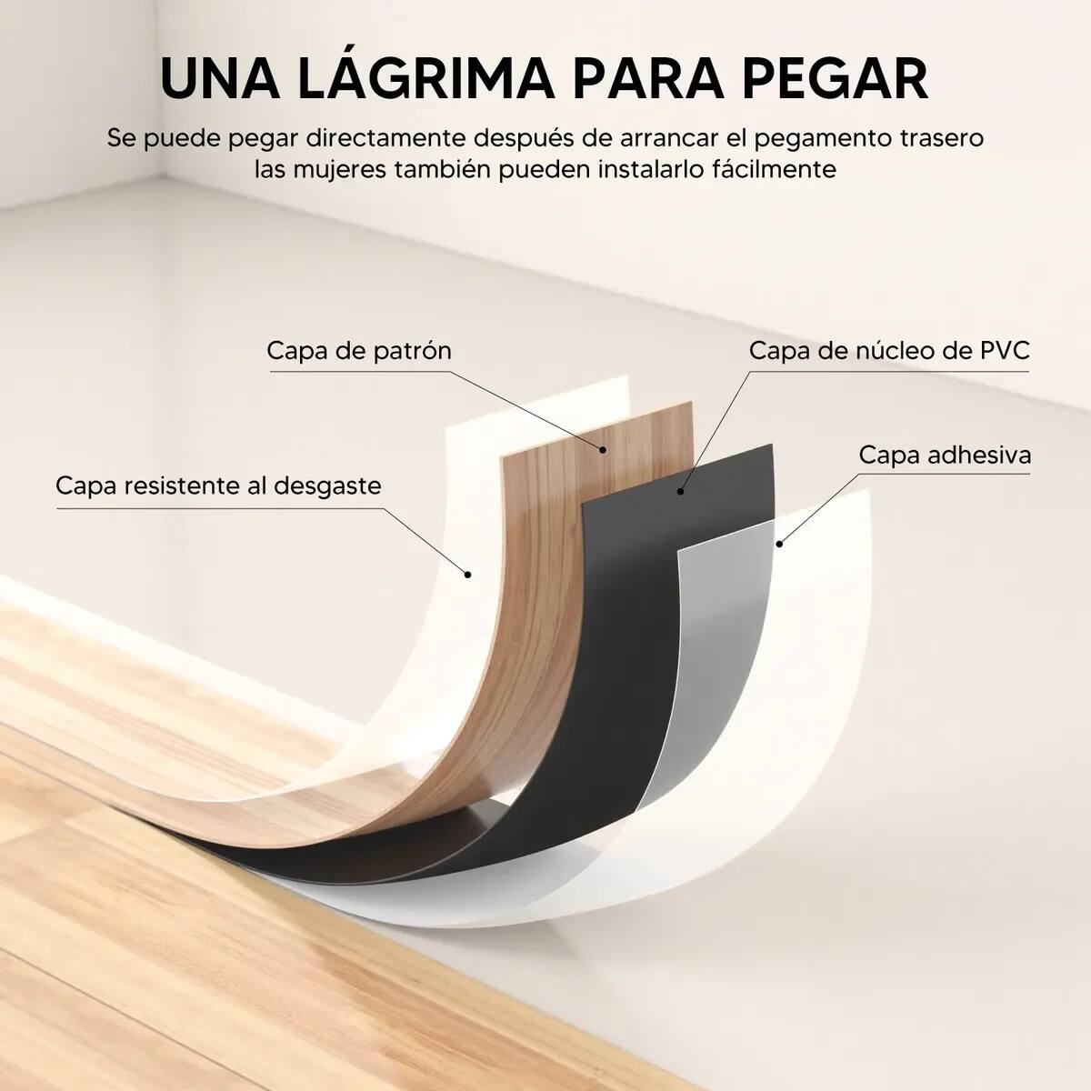 Piso autoadherible de PVC con apariencia de madera tipo Ocre |Mercado Libre