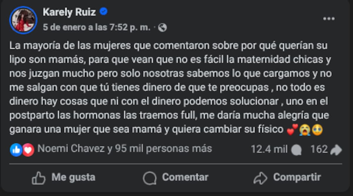 Karely Ruiz rifará una lipoescultura para sus seguidoras | Facebook: Karely Ruiz