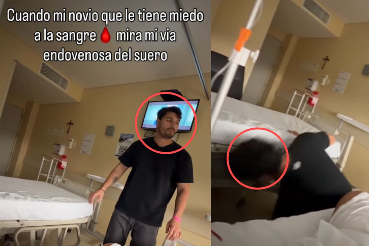 Joven graba el momento en que su novio, con fobia a la sangre, va a verla al hospital Pero termina desmayándose y siendo atendido junto a ella
