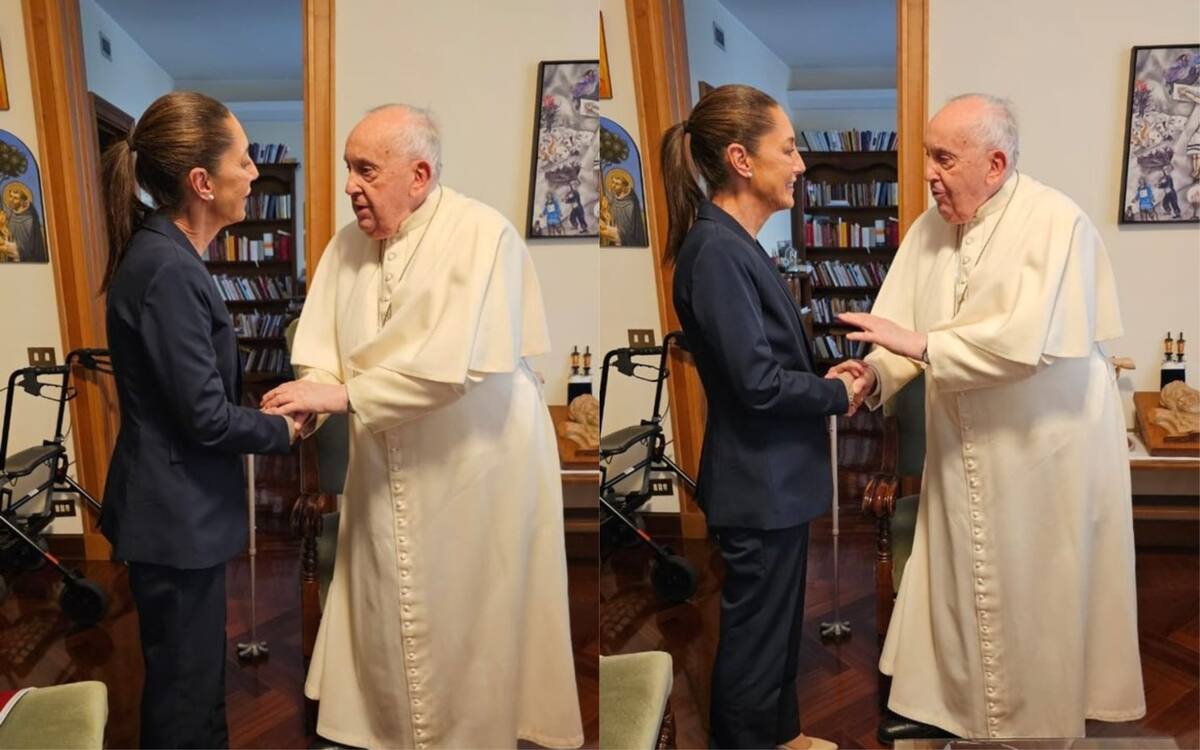 Fotografía publicada en X por Claudia Sheinbaum de su reunión con el Papa Francisco.