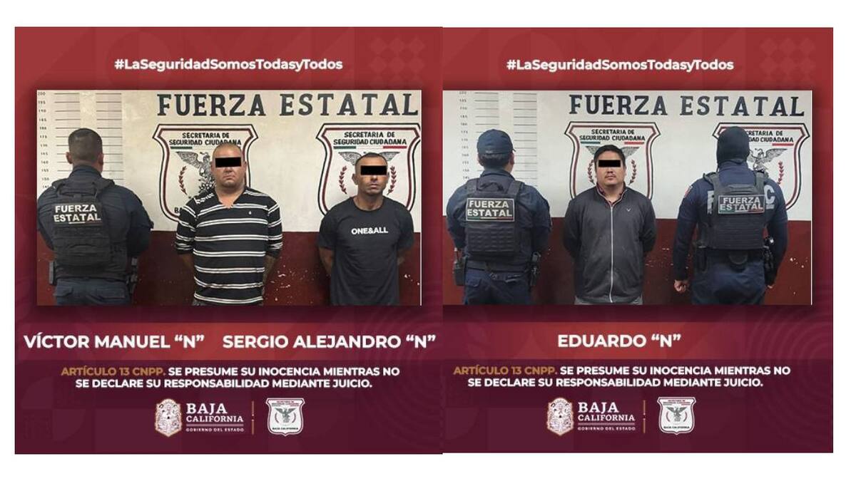 Se detuvo a Víctor Manuel “N”, de 39 años , Sergio Alejandro “N”, de 43 años yEduardo “N”, de 30 años l Foto: Cortesía