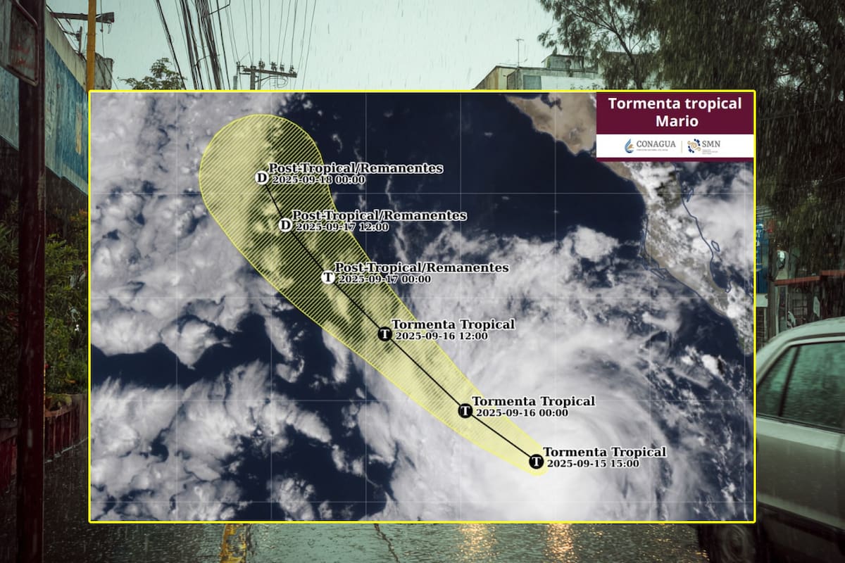 Seguirán las fuertes lluvias por la tormenta tropical Mario: Esta es la trayectoria