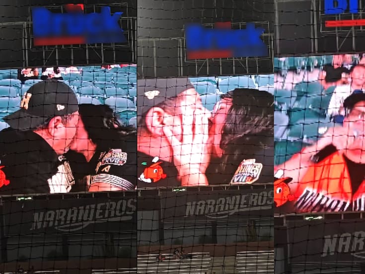 Pareja se hace viral por atrevido y largo beso en la Kiss Cam del Estadio Fernando Valenzuela… y se ganan una coyota