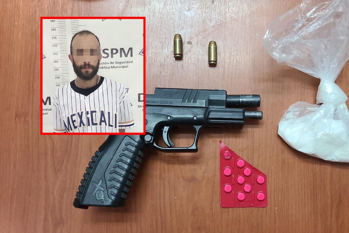 Sujeto en portación de droga y pistola es detenido en la Primera Sección