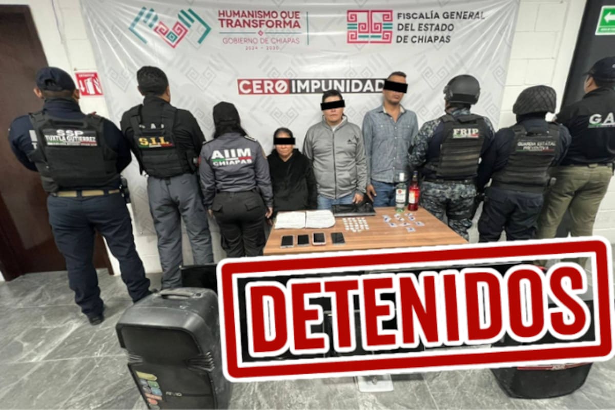 Cateo en Chiapas termina con tres detenidos acusados de encubrimiento y vender metanfetaminas y artículos robados; les aseguran vehículos, motos y celulares