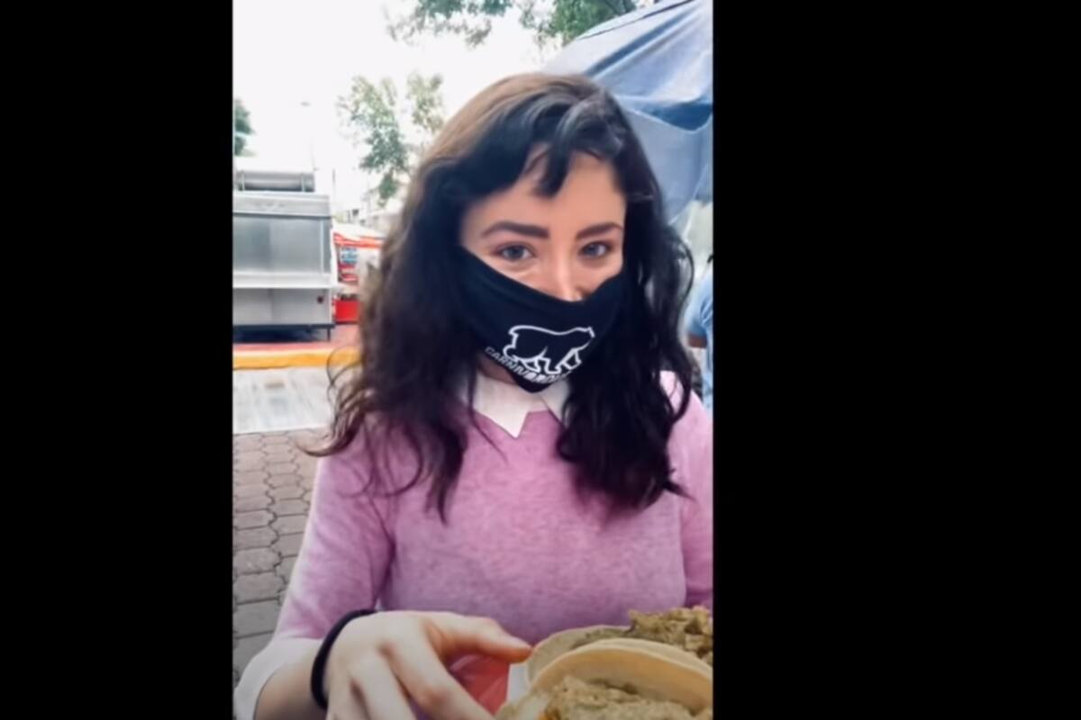 "Es de mis comidas favoritas": #Lady3Pesos reaparece comiéndose unos tacos de chicharrón en salsa verde