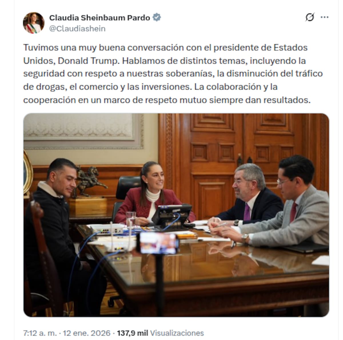 Claudia Sheinbaum sostuvo una llamada con Donald Trump. | Captura de pantalla