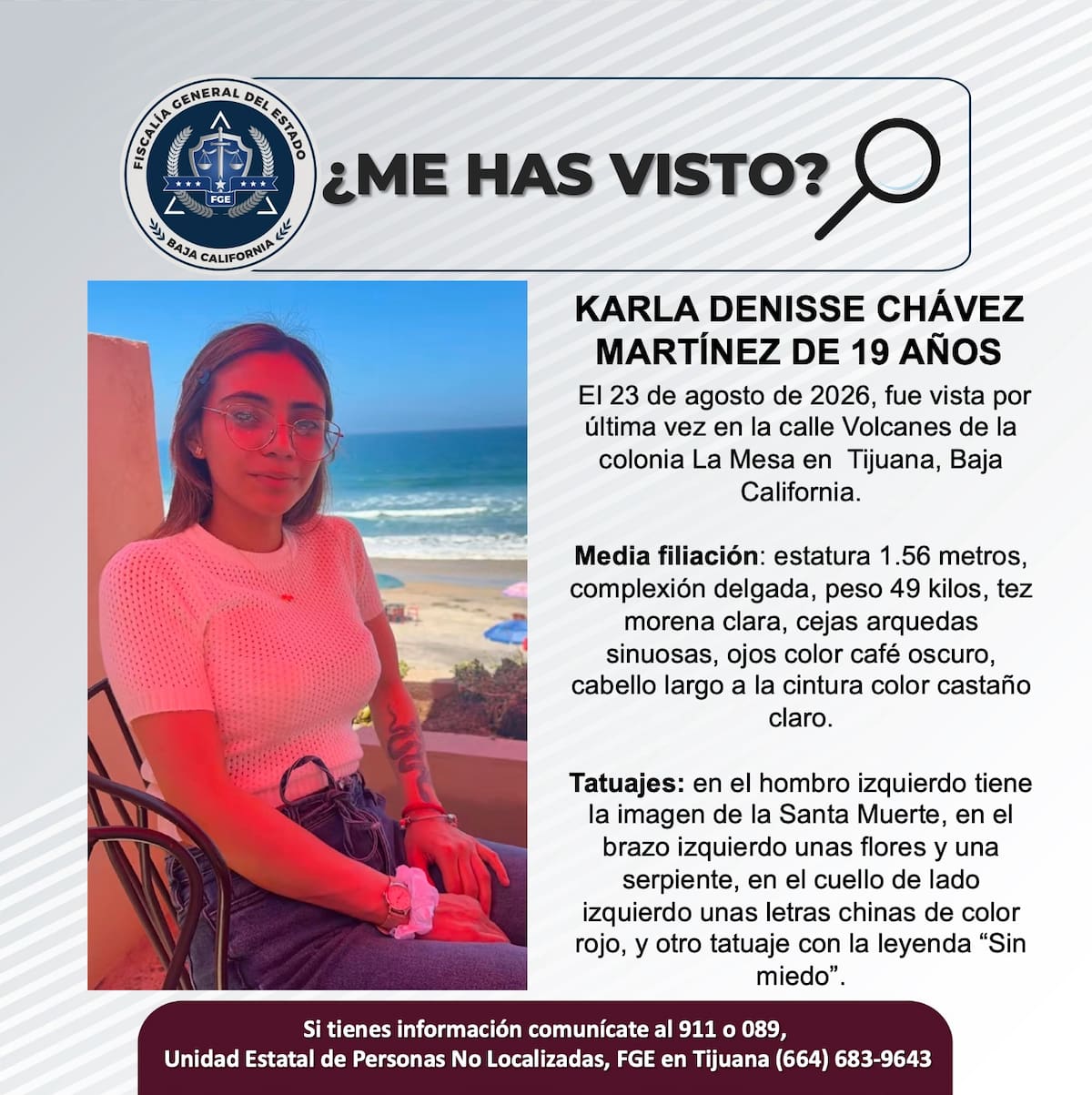 Fue vista por última vez el 23 de agosto de 2026.