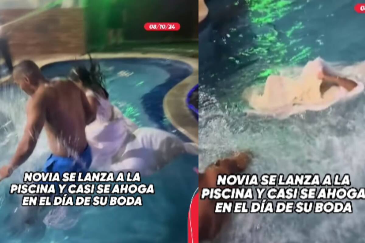“Casi termina ahogada”: novia en Brasil se lanza a la piscina junto a su esposo, pero el momento no salió como esperaban