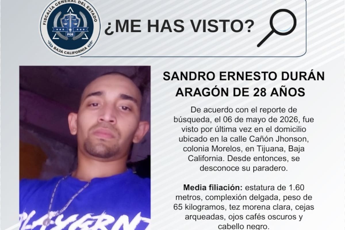 Se busca a Sandro Ernesto Durán Aragón de 28 años