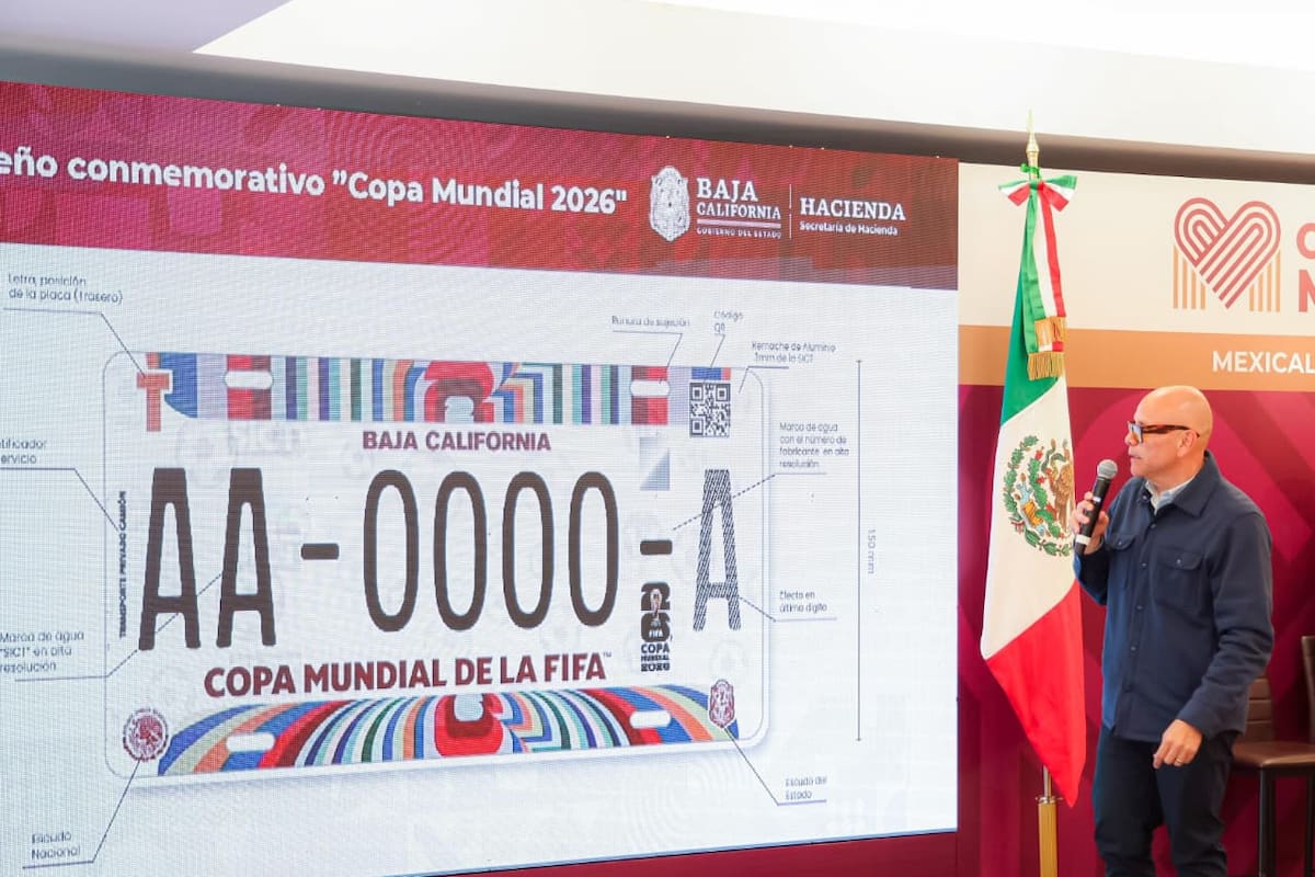 Anuncian placas vehiculares edición especial del Mundial 2026 en BC