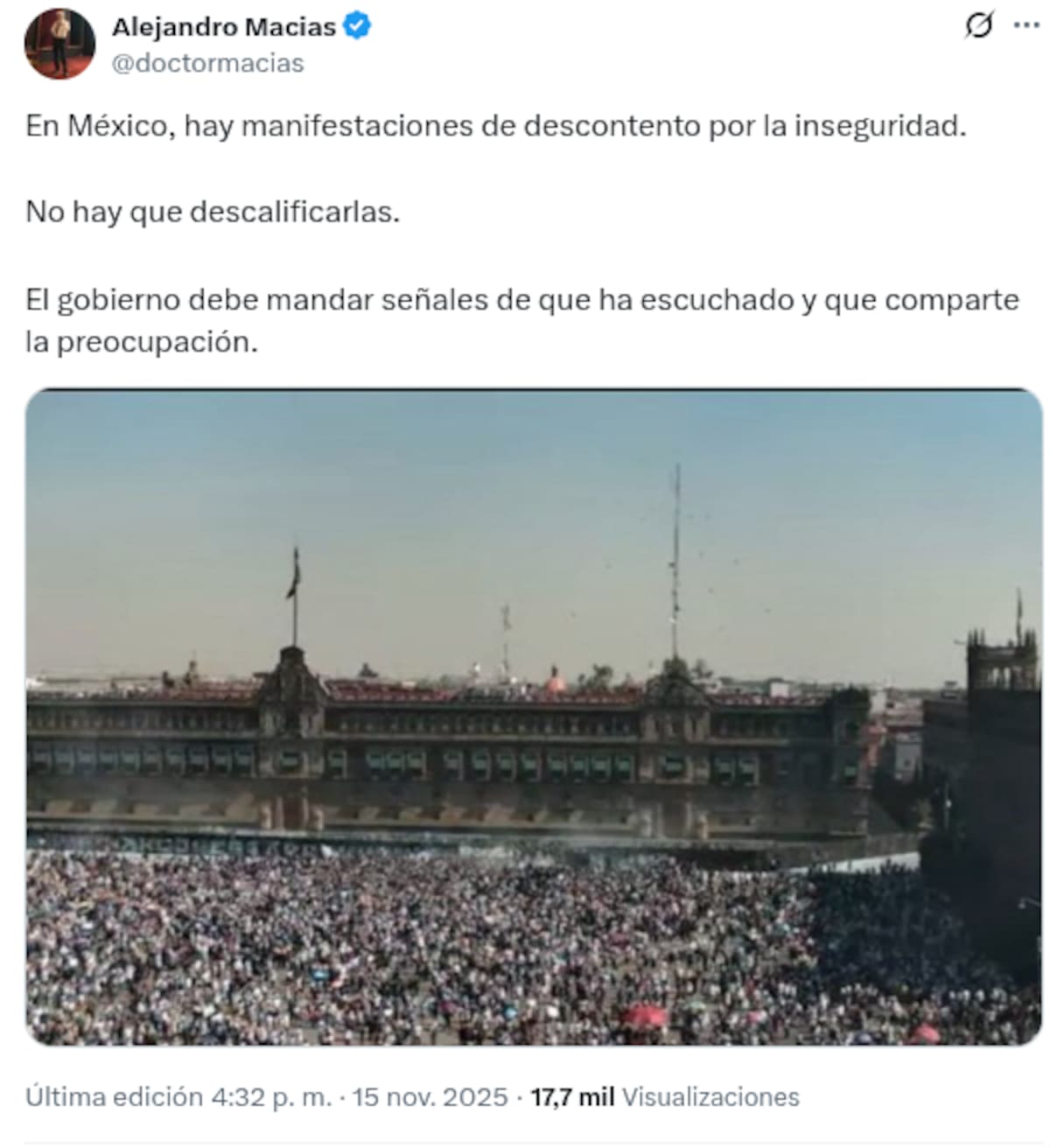 Alejandro Macías pide escuchar a jóvenes.