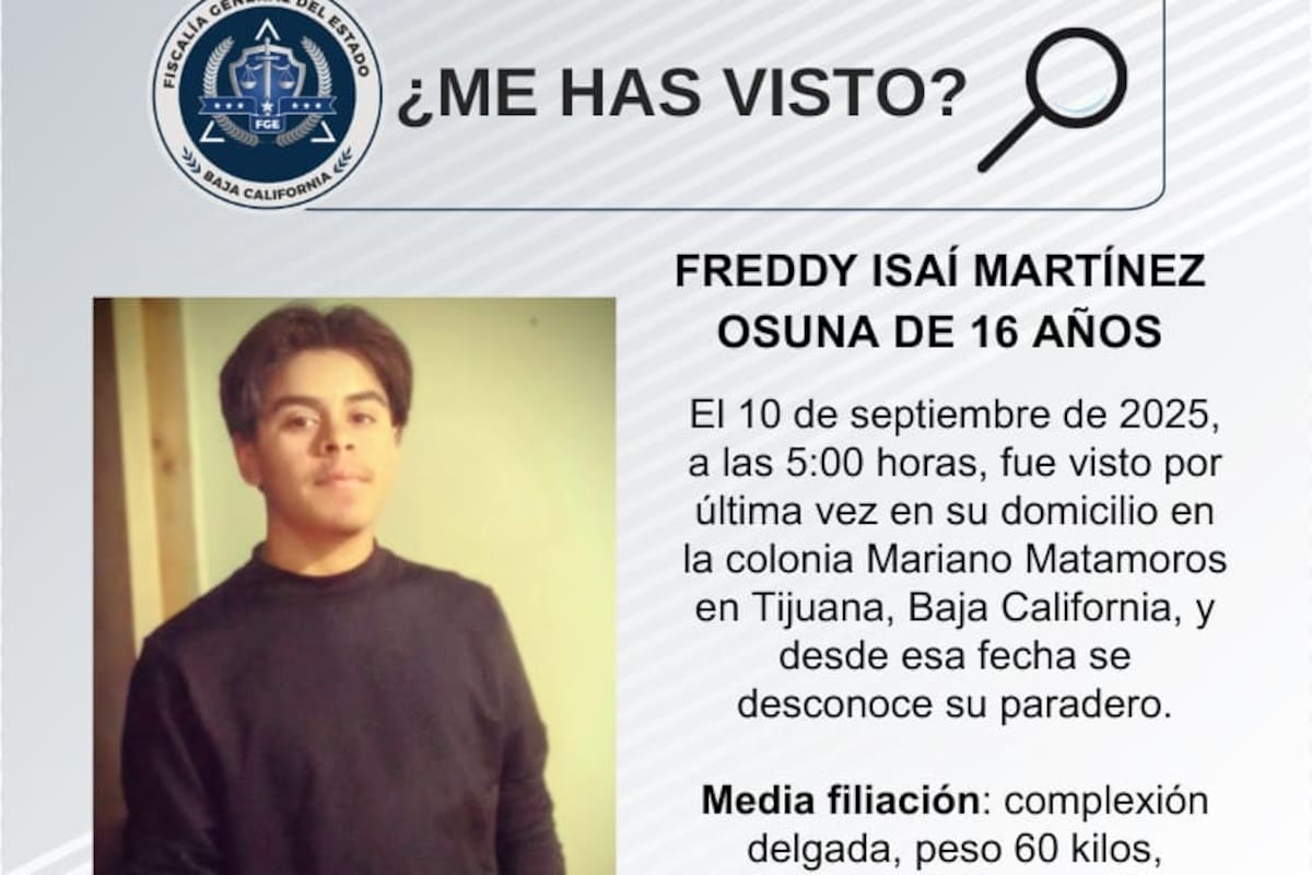 Se busca a Isaí Martínez Osuna de 16 años