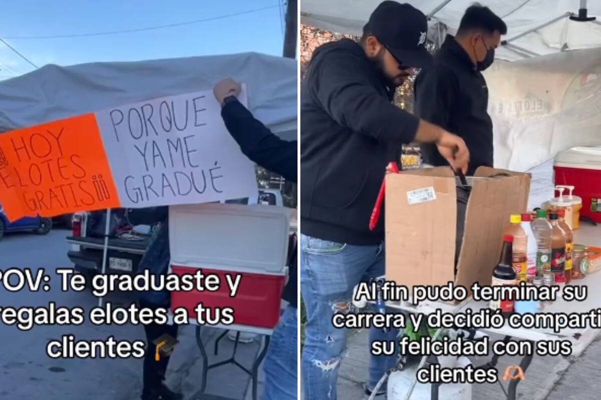 VIDEO: Joven celebra su graduación regalando elotes a sus clientes