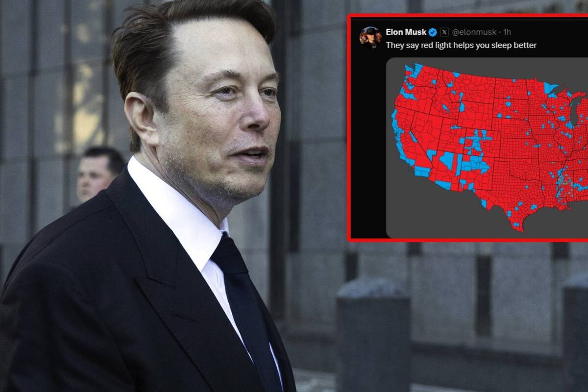 Elon Musk lanza irónico comentario con mapa de EU, tras elecciones: “Dicen que la luz roja ayuda a dormir mejor”