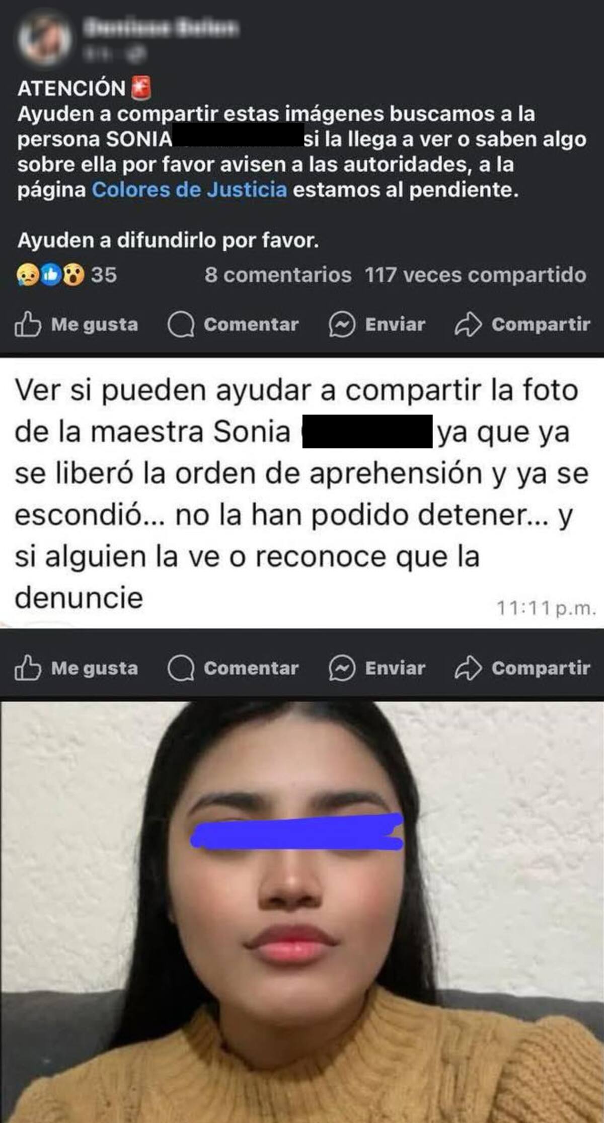 Familiar denuncia a Sonia "N" como la presunta sospechosa de abuso sexual. Foto: Captura de Pantalla