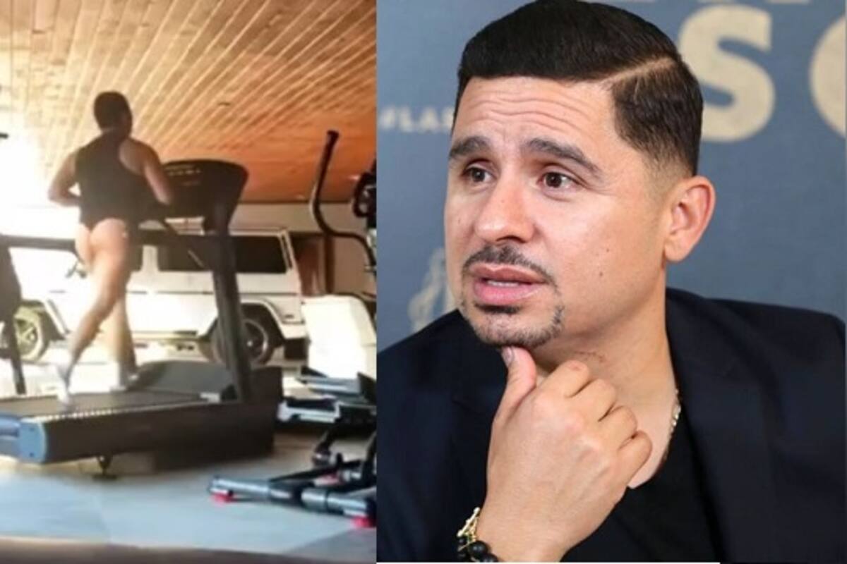 Larry Hernández se ejercita enseñando el trasero