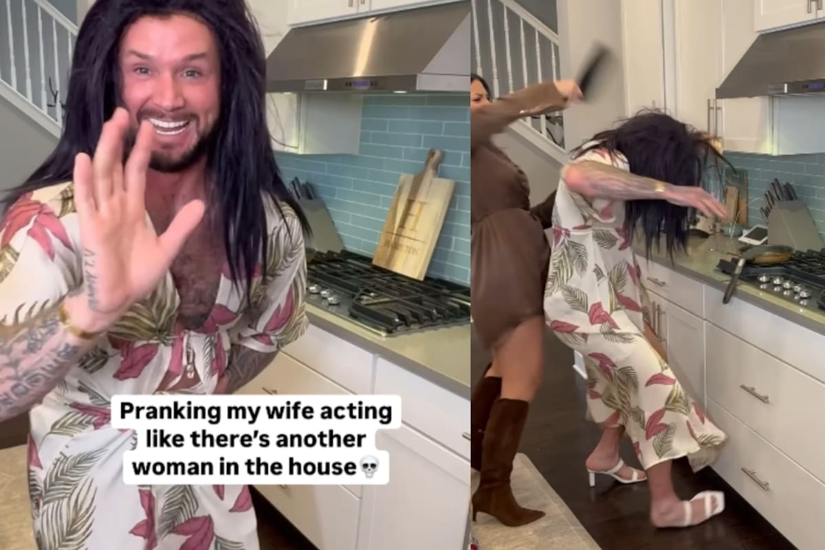 Hombre decide jugarle una broma a su esposa pretendiendo ser otra mujer, pero termina herido en el suelo por ella