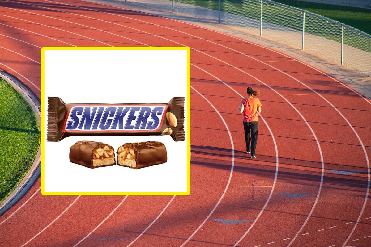 ¿Cuántos kilómetros debes correr para quemar las calorías de un Snickers de 52.7 gramos?