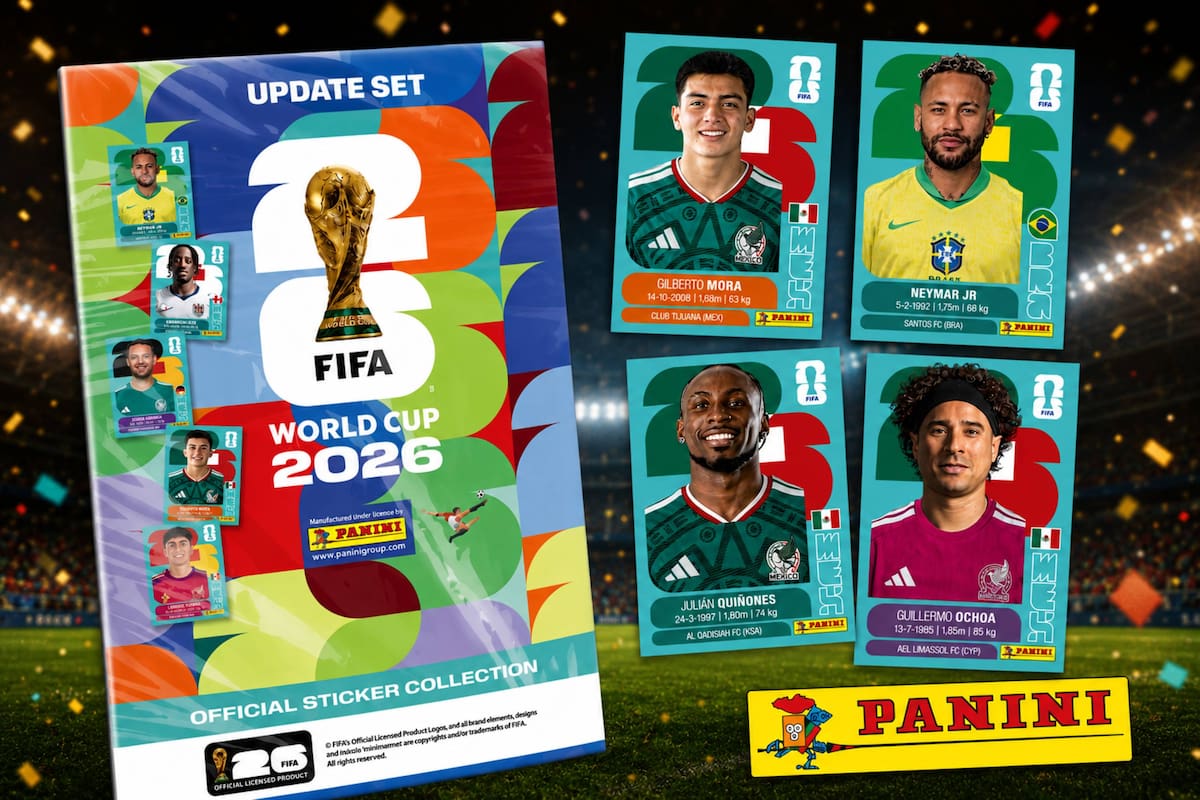 Panini lanza set de actualización del álbum del Mundial 2026 con 120 nuevas estampas para reemplazar a jugadores ausentes; incluirá a Gilberto Mora, Julián Quiñones, Guillermo Ochoa, Neymar y más: precio, fecha de venta y dónde comprar en México