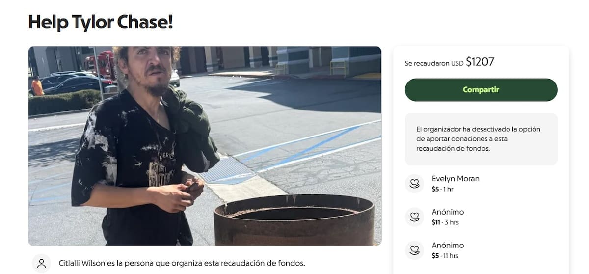 Citlalli creó un GoFoundMe para apoyar a Tylor Chase / Captura